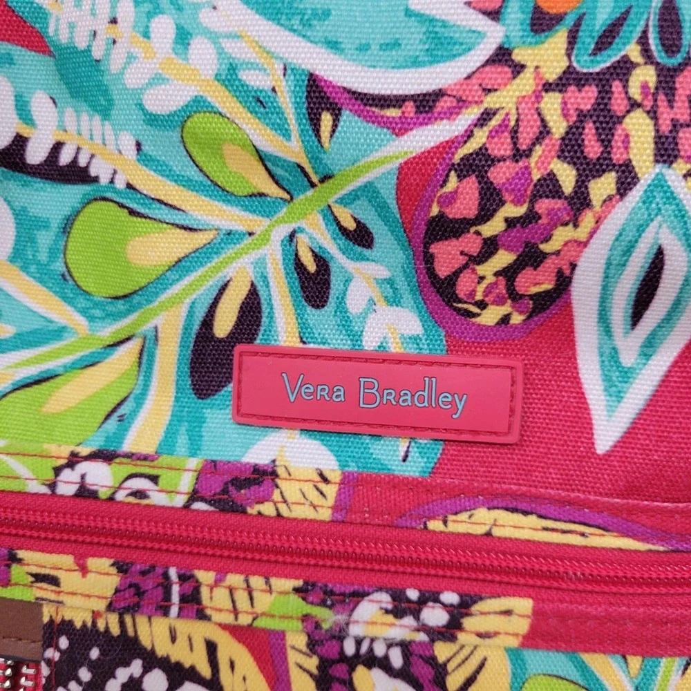 Vera Bradley Backpack Womens Medium‎ Red Floral Canvas Pockets Zip School Travel